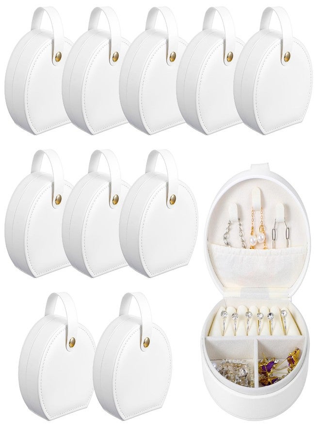 Limbeuuu 10 Pack Travel Jewelry Case Mini Jewelry Travel Case, Half Moon Design, Detachable Handle, Small Earring Storage Organizer for Women Girls Bridesmaid Proposal Gifts(White) - Image 1